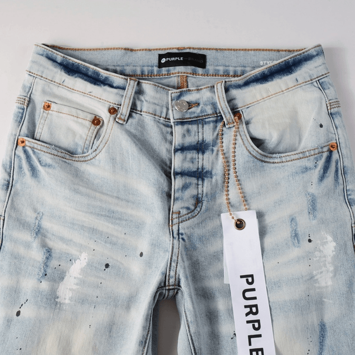 Purple Paint Light Blue Jeans - Novell "Fashion"
