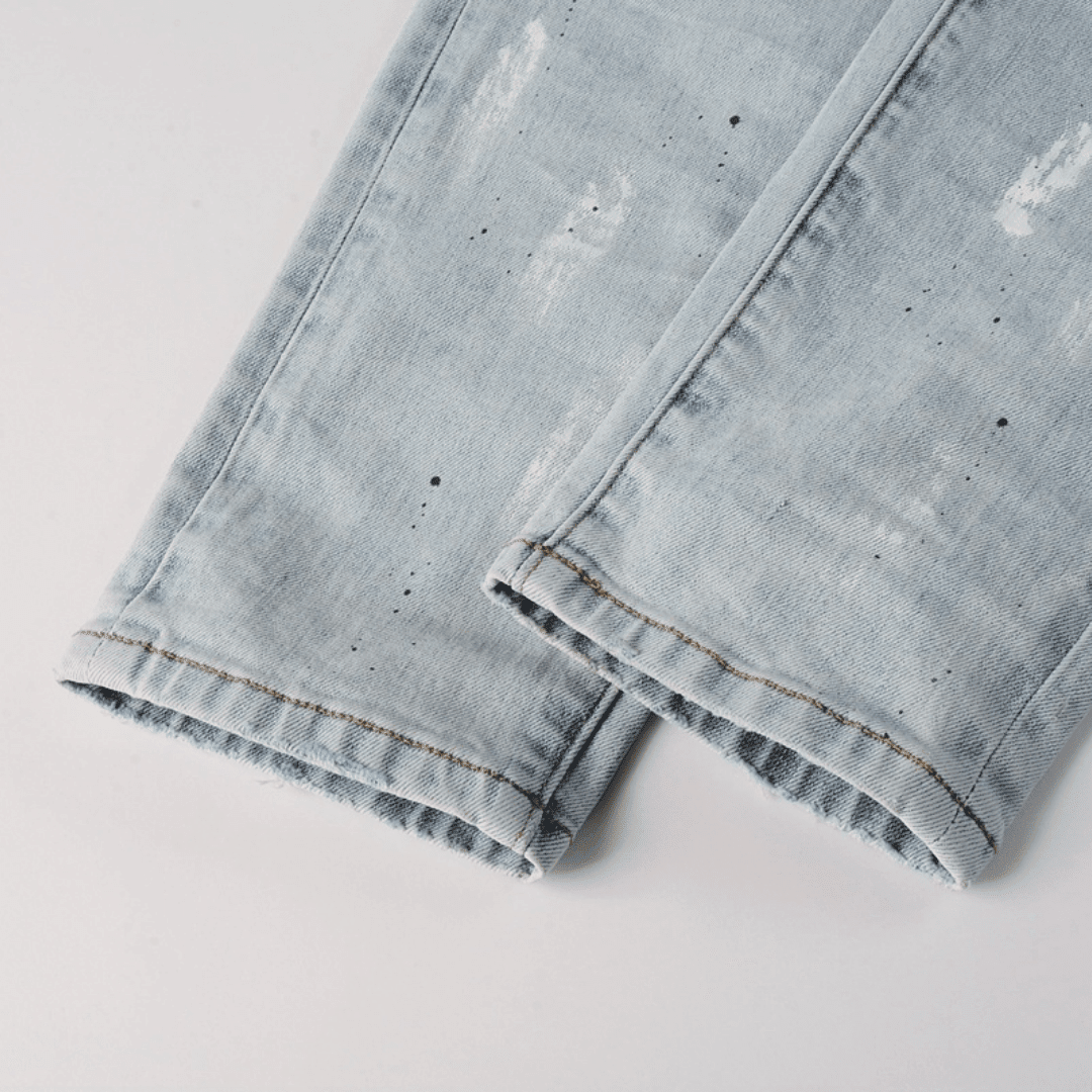 Purple Paint Light Blue Jeans - Novell "Fashion"
