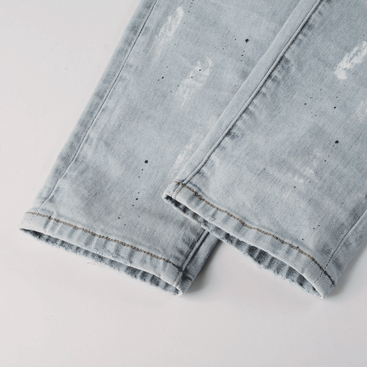 Purple Paint Light Blue Jeans - Novell "Fashion"