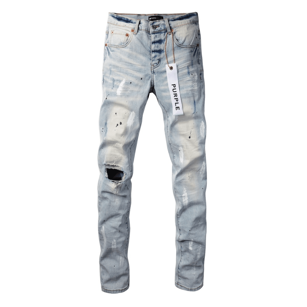 Purple Paint Light Blue Jeans - Novell "Fashion"