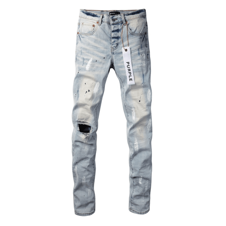Purple Paint Light Blue Jeans - Novell "Fashion"