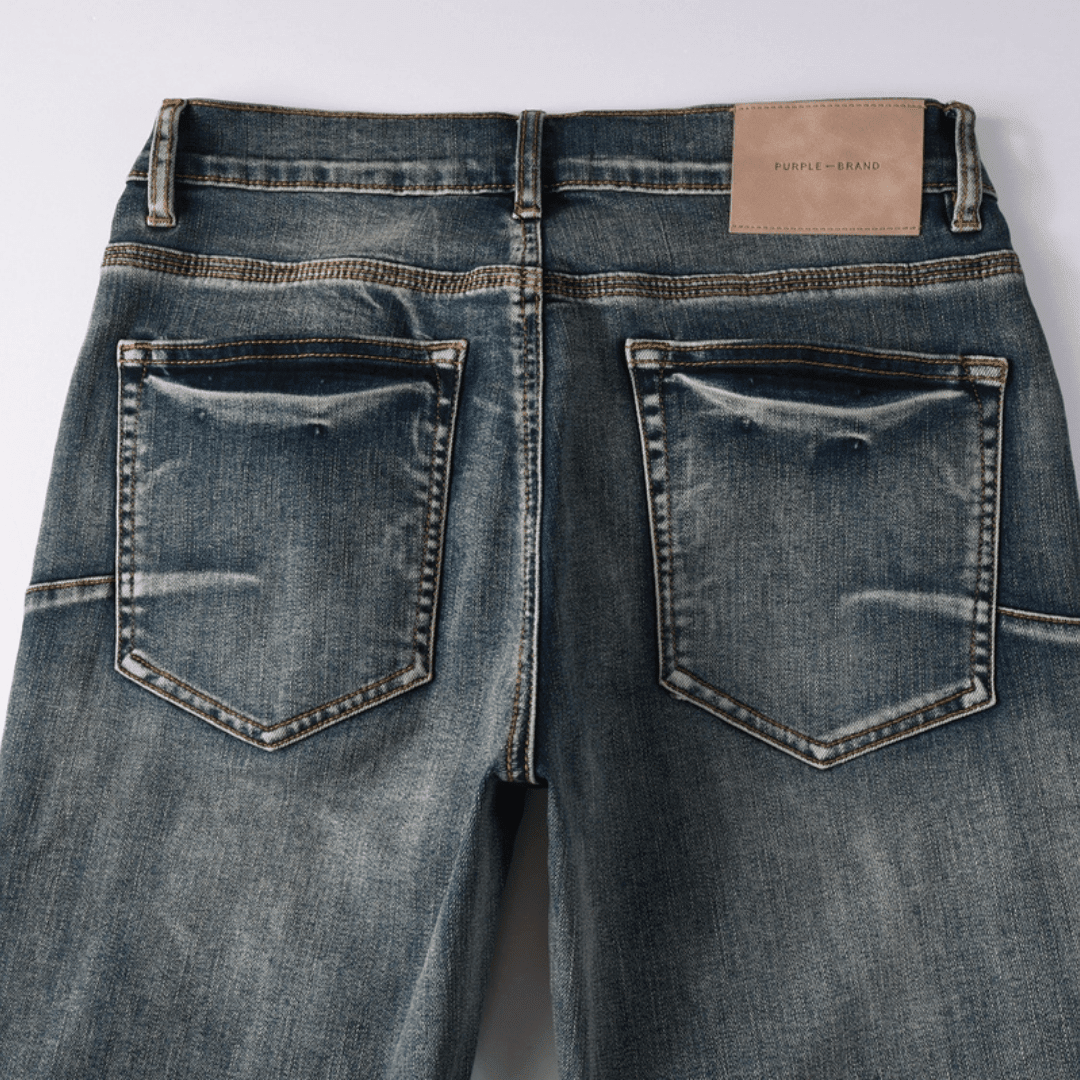 Purple Red Distressed Patch Jeans - Novell "Fashion"