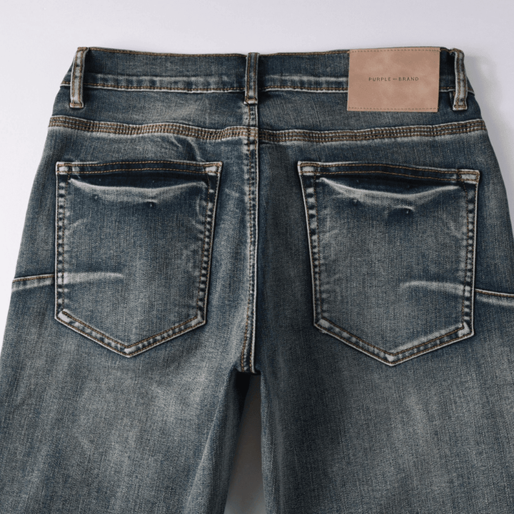 Purple Red Distressed Patch Jeans - Novell "Fashion"