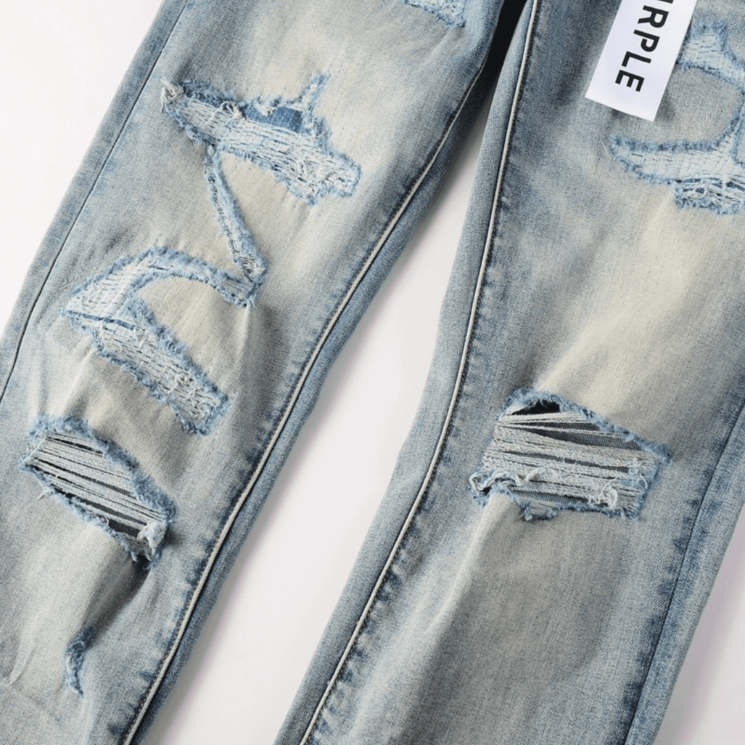 Purple Ripped Blue Jeans - Novell "Fashion"