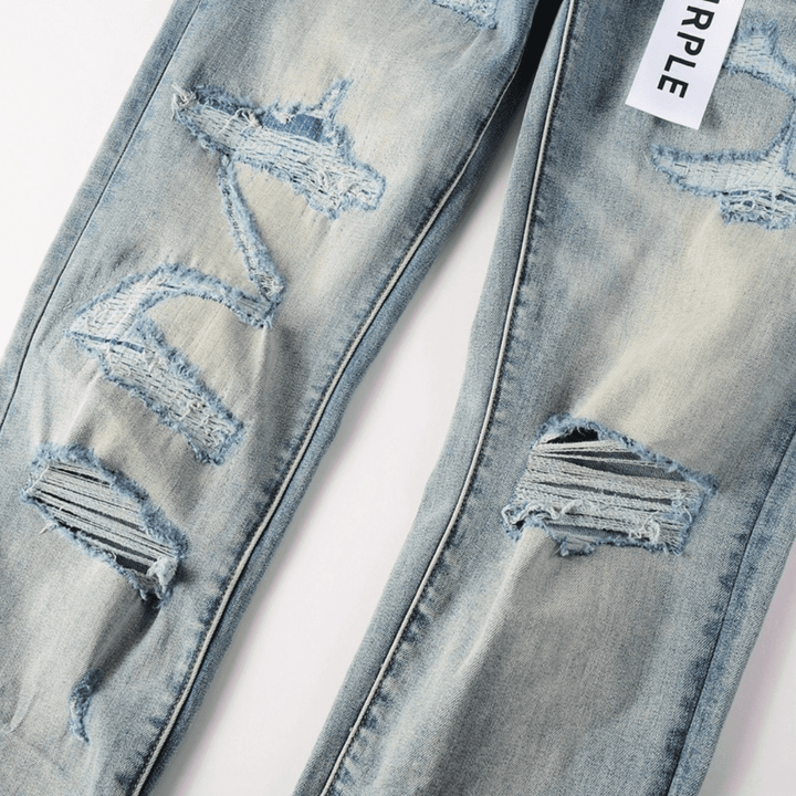 Purple Ripped Blue Jeans - Novell "Fashion"