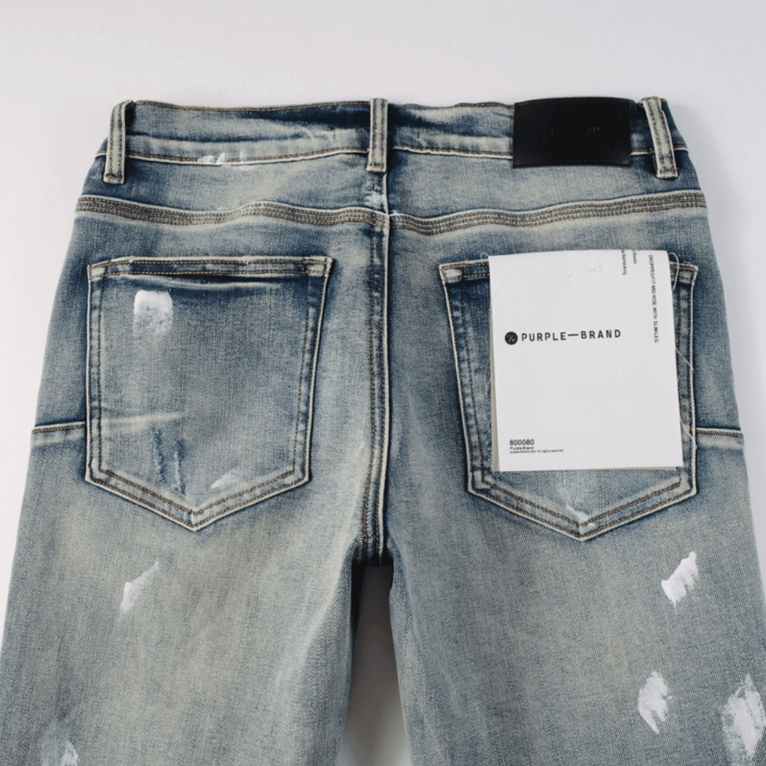 Purple Ripped Paint Jeans - Novell "Fashion"