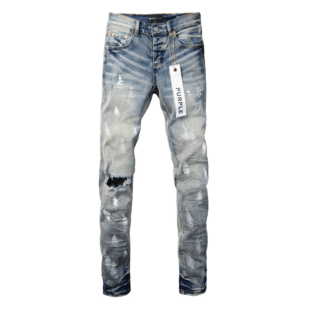 Purple Ripped Paint Jeans - Novell "Fashion"