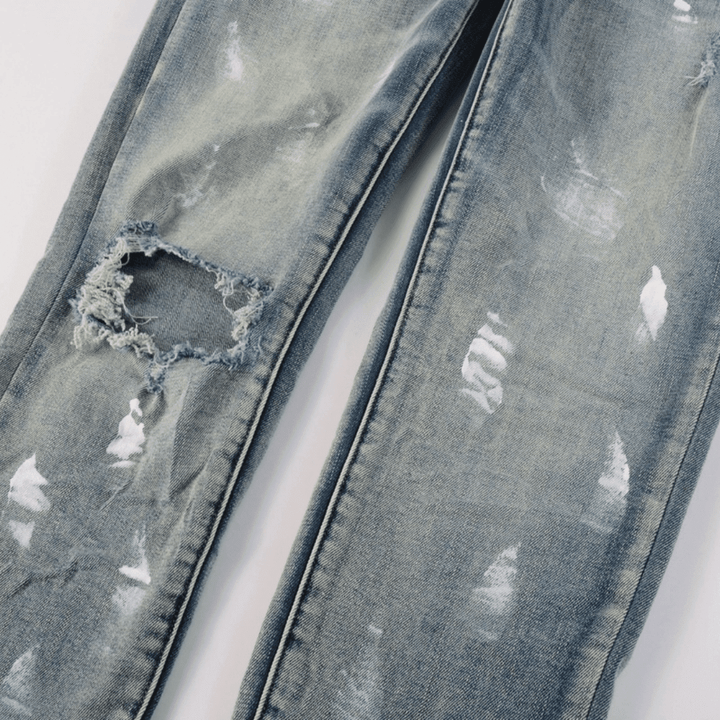 Purple Ripped Paint Jeans - Novell "Fashion"