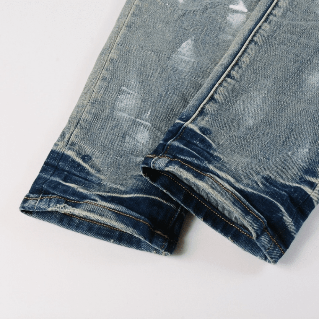 Purple Ripped Paint Jeans - Novell "Fashion"