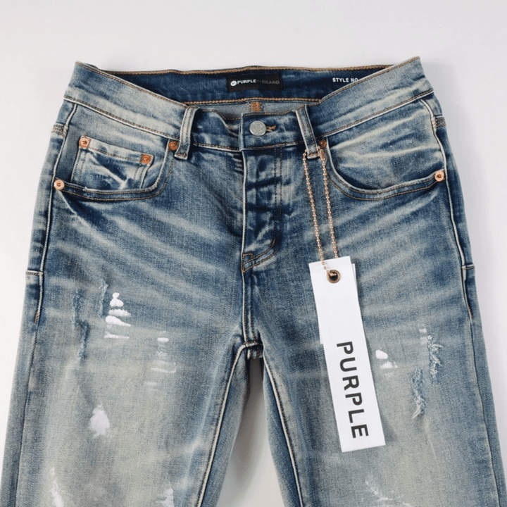 Purple Ripped Paint Jeans - Novell "Fashion"