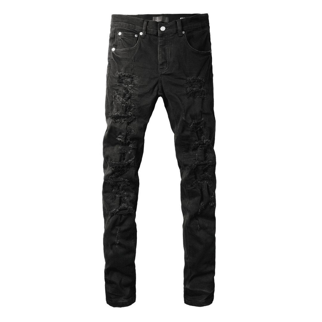 Purple Triple Ripped Black Jeans - Novell "Fashion"
