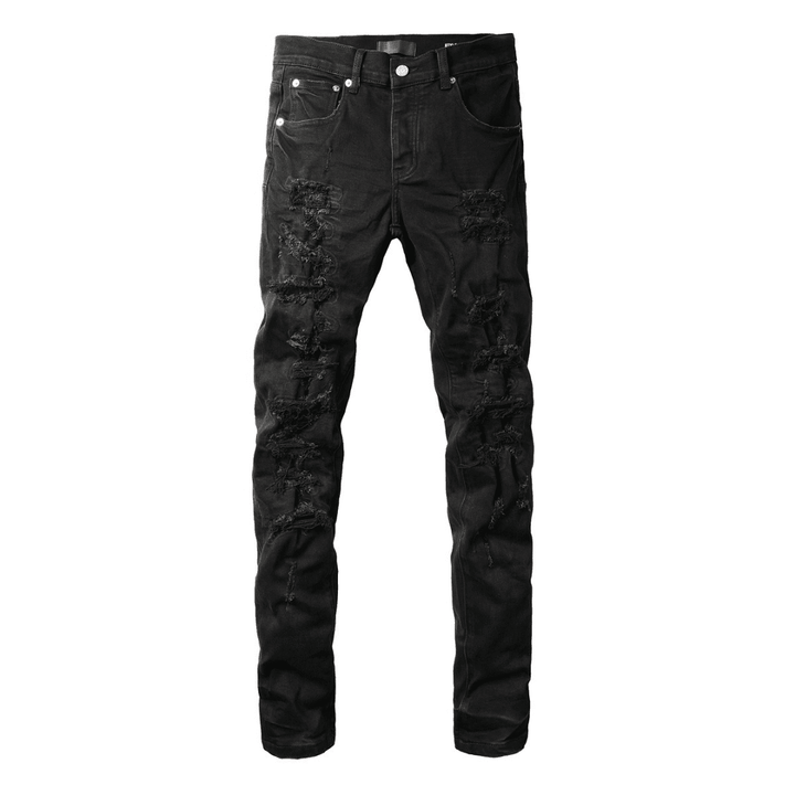 Purple Triple Ripped Black Jeans - Novell "Fashion"