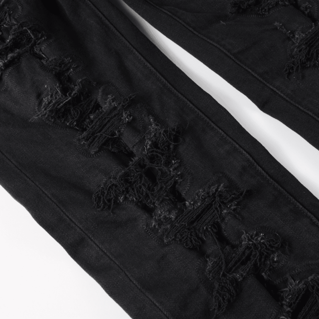 Purple Triple Ripped Black Jeans - Novell "Fashion"