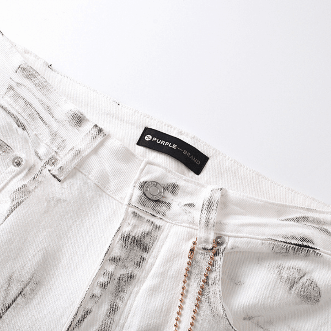 Purple White Distressed Jeans - Novell "Fashion"