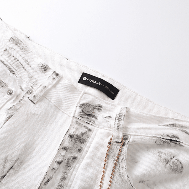 Purple White Distressed Jeans - Novell "Fashion"