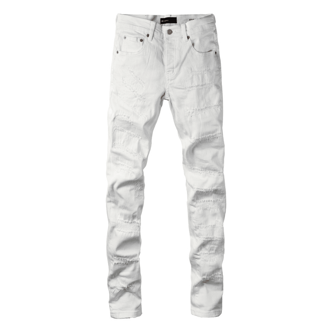 Purple White Ripped Jeans - Novell "Fashion"