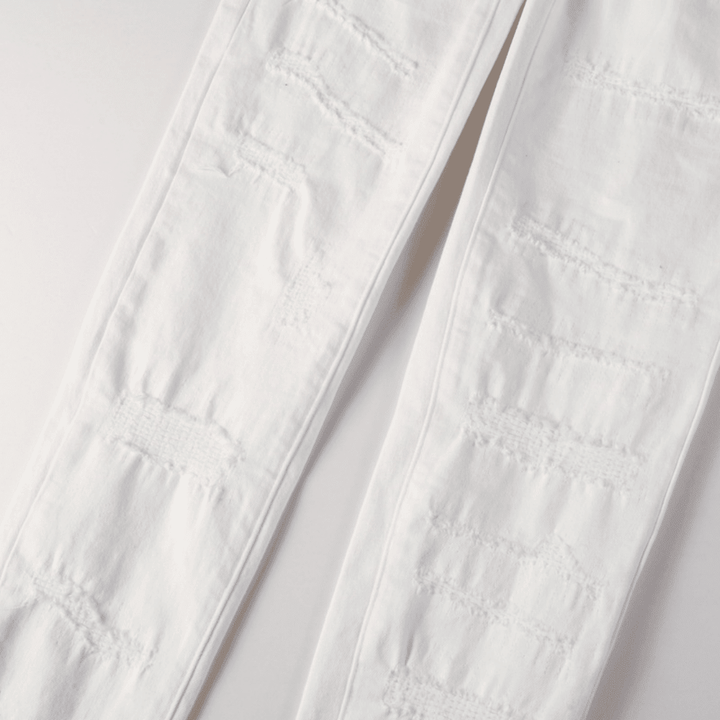 Purple White Ripped Jeans - Novell "Fashion"